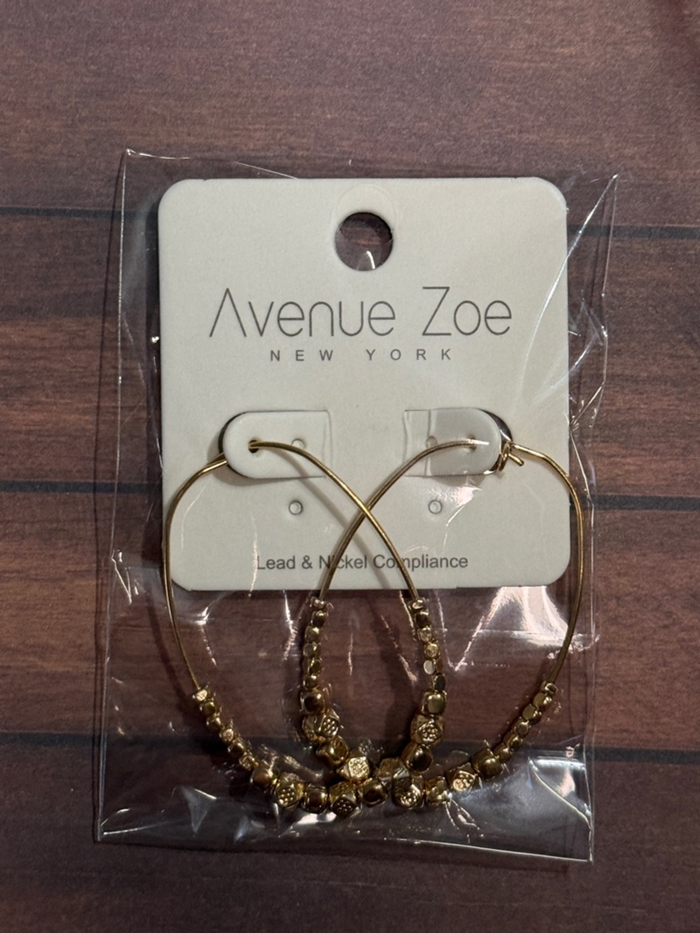 Avenue Gold Hoop Earrings with Beaded Accents